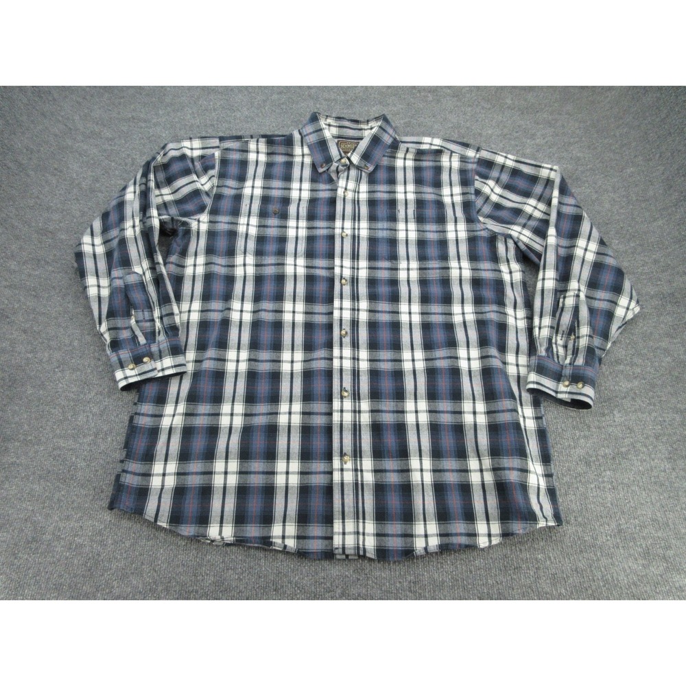 C.E. Schmidt Mens Button Down Tall Blue Plaid Long Sleeve Shirt XLT